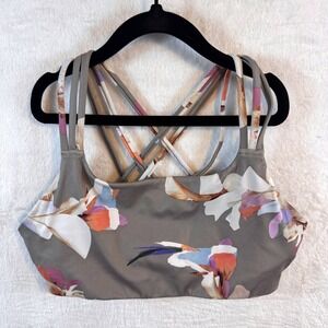 Athleta Hyper Focus Sports Bra Floral Print Strappy Back S